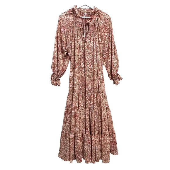 Free People Dresses & Skirts - Free People Feeling Maxi Dress Womens Small Floral Boho Ruffle Tiered Oversized